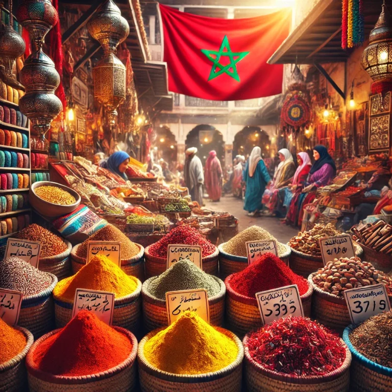 Explore Moroccan spices and souks, where aromatic flavors and vibrant marketplaces tell stories of Morocco's culture.